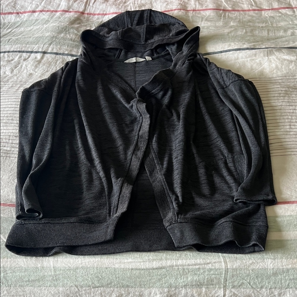 Athleta Black/charcoal Hooded open front Cardigan